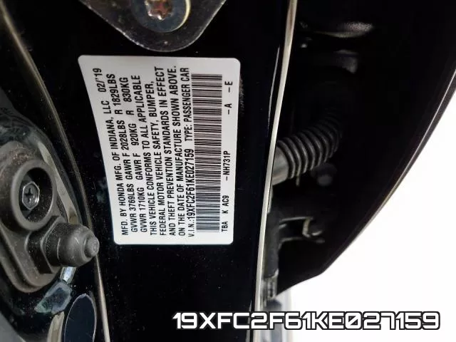 19XFC2F61KE027159 фото 2