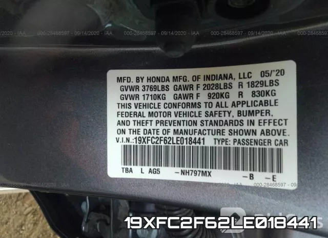 19XFC2F62LE018441 фото 10