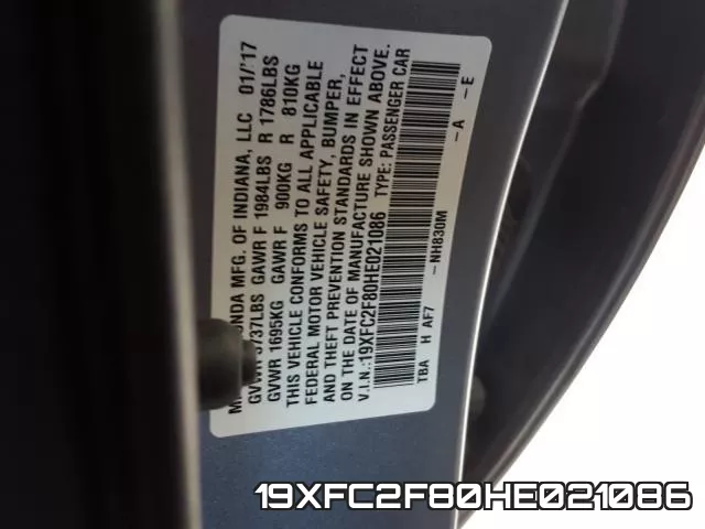 19XFC2F80HE021086 фото 2