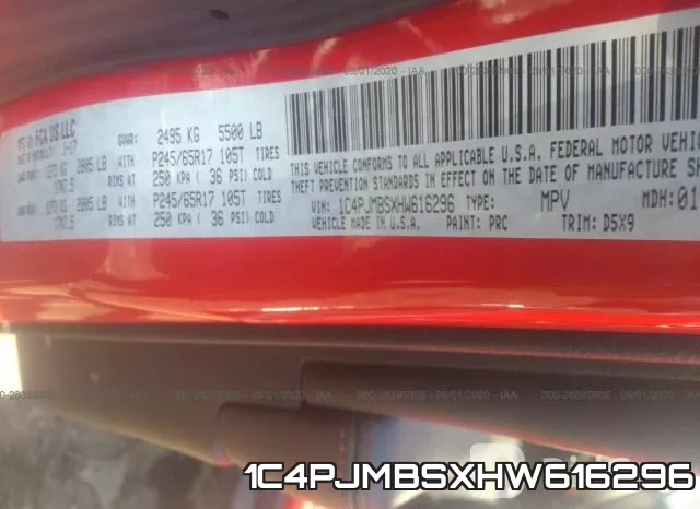 1C4PJMBSXHW616296 фото 10