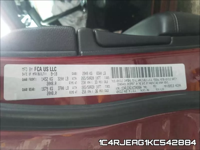 1C4RJEAG1KC542884 фото 2