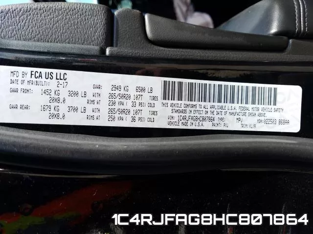 1C4RJFAG8HC807864 фото 2