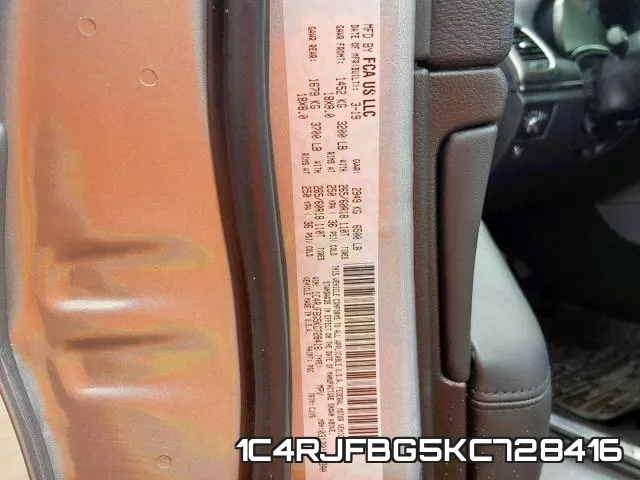 1C4RJFBG5KC728416 фото 2