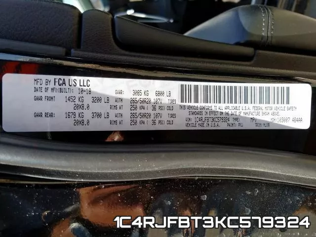 1C4RJFBT3KC579324 фото 2