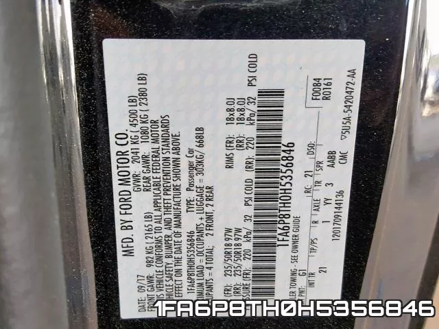 1FA6P8TH0H5356846 фото 2