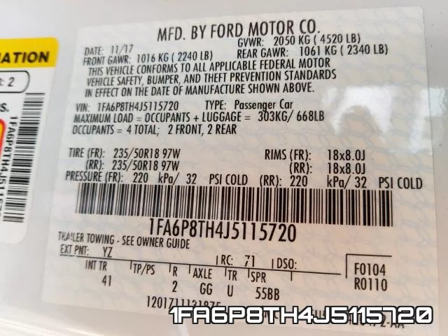1FA6P8TH4J5115720 фото 2