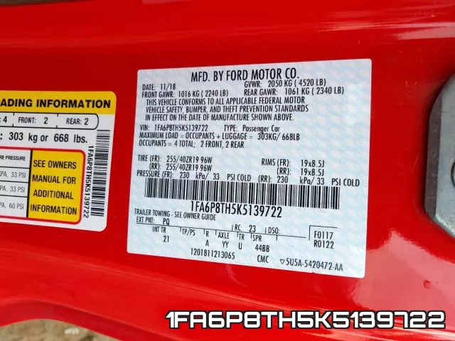 1FA6P8TH5K5139722 фото 2