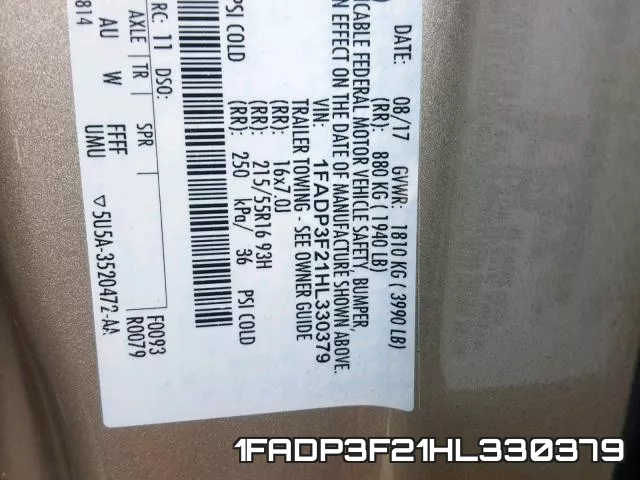 1FADP3F21HL330379 фото 2