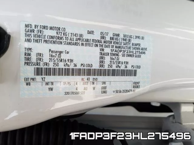 1FADP3F23HL275496 фото 2