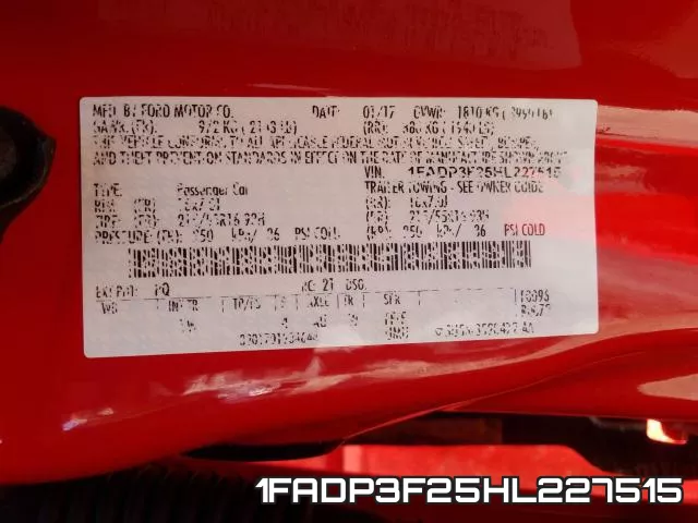 1FADP3F25HL227515 фото 2
