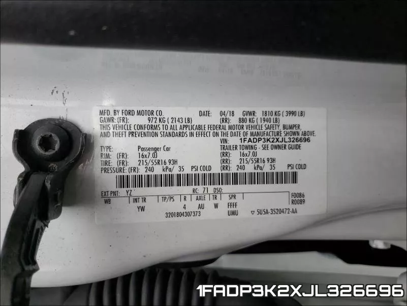 1FADP3K2XJL326696 фото 2