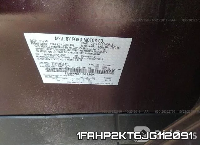 1FAHP2KT6JG112091 фото 10