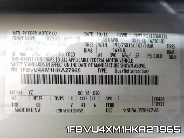 1FBVU4XM1HKA27965 фото 2