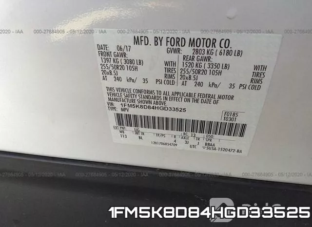 1FM5K8D84HGD33525 фото 10
