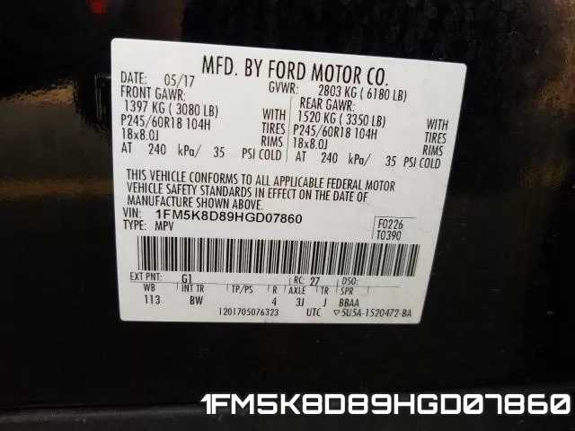 1FM5K8D89HGD07860 фото 2