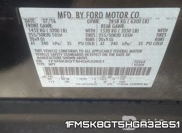 1FM5K8GT5HGA32651 фото 10