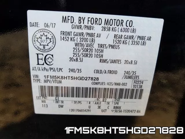 1FM5K8HT5HGD27828 фото 2