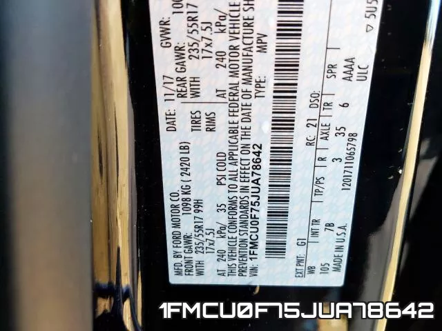 1FMCU0F75JUA78642 фото 2