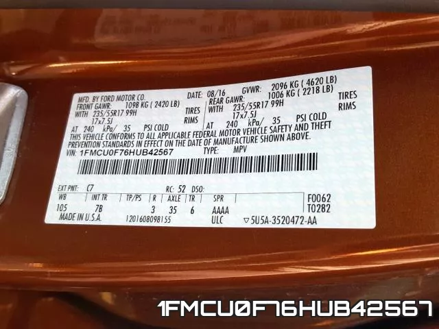 1FMCU0F76HUB42567 фото 2