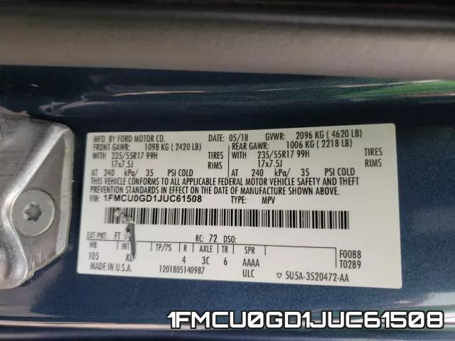 1FMCU0GD1JUC61508 фото 2