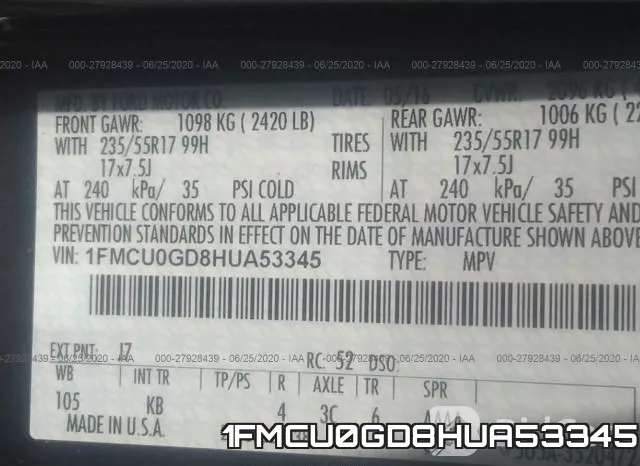 1FMCU0GD8HUA53345 фото 10
