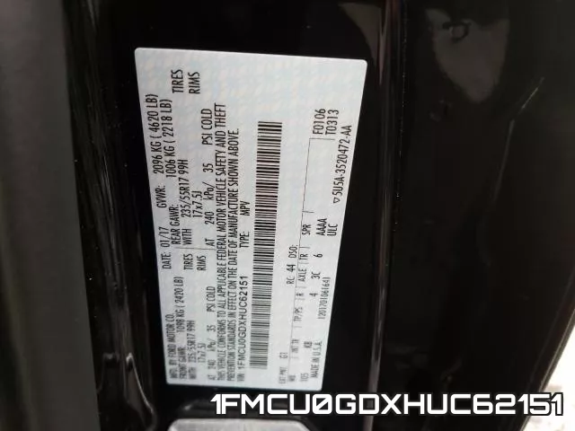 1FMCU0GDXHUC62151 фото 2