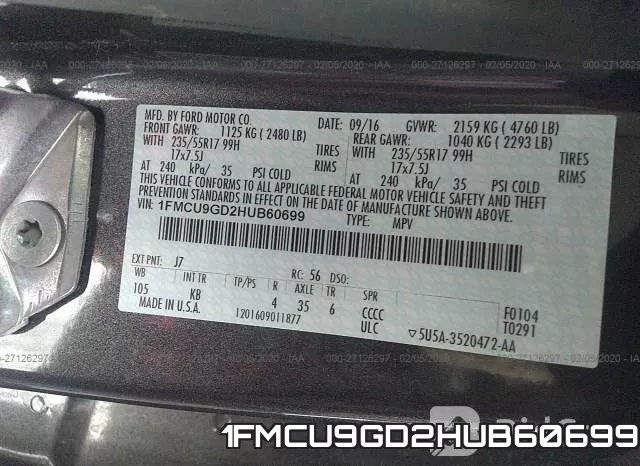 1FMCU9GD2HUB60699 фото 10