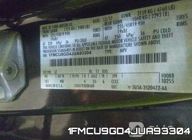 1FMCU9GD4JUA93304 фото 10