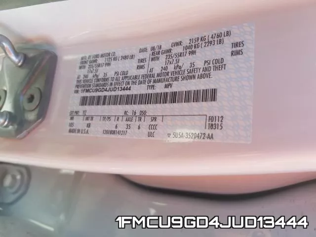 1FMCU9GD4JUD13444 фото 2