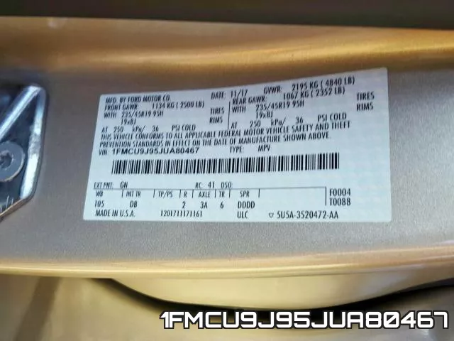 1FMCU9J95JUA80467 фото 2