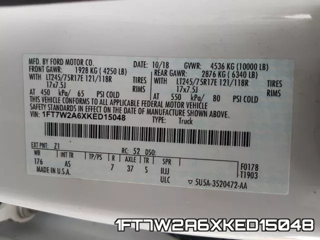 1FT7W2A6XKED15048 фото 2