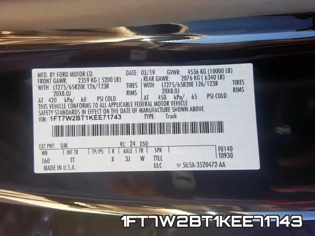 1FT7W2BT1KEE71743 фото 2
