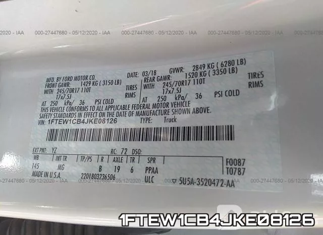1FTEW1CB4JKE08126 фото 10