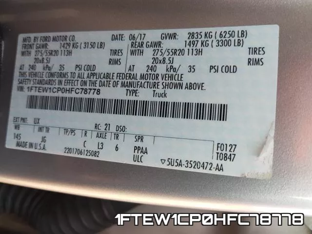 1FTEW1CP0HFC78778 фото 2