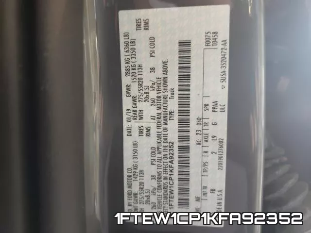 1FTEW1CP1KFA92352 фото 2