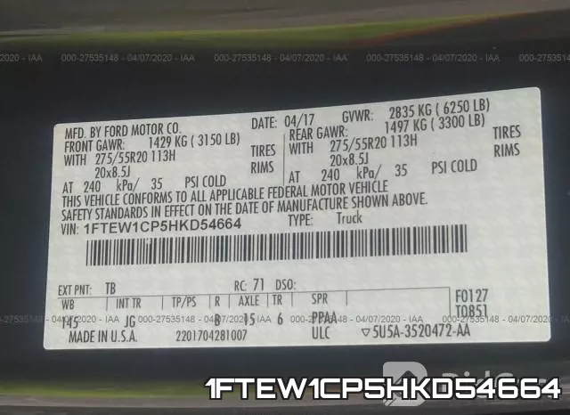 1FTEW1CP5HKD54664 фото 10