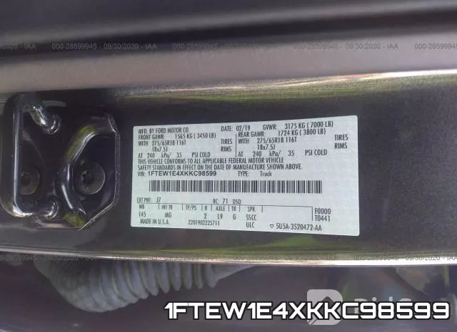 1FTEW1E4XKKC98599 фото 10