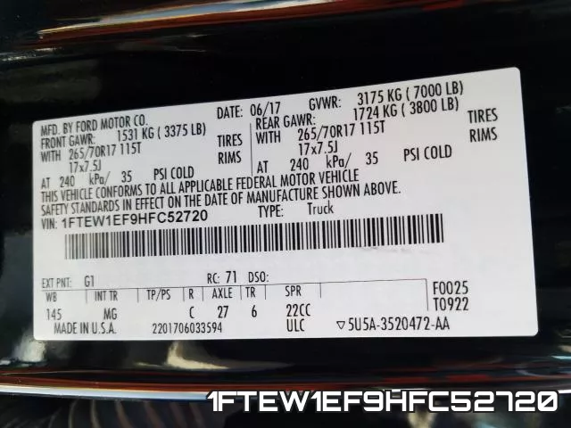 1FTEW1EF9HFC52720 фото 2