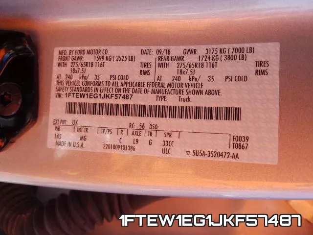 1FTEW1EG1JKF57487 фото 2