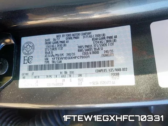 1FTEW1EGXHFC70331 фото 2