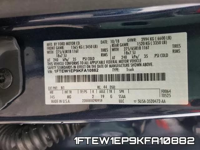 1FTEW1EP9KFA10882 фото 2