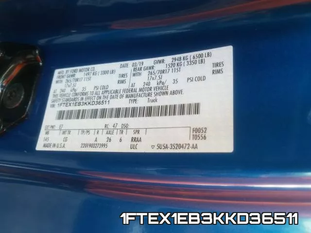 1FTEX1EB3KKD36511 фото 2