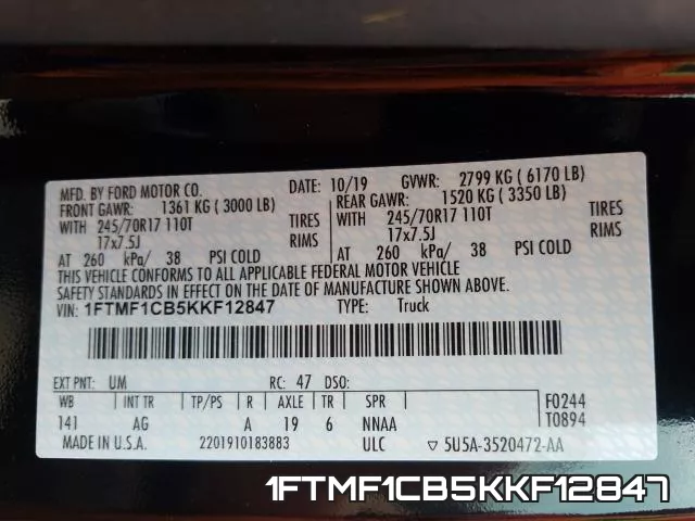 1FTMF1CB5KKF12847 фото 2