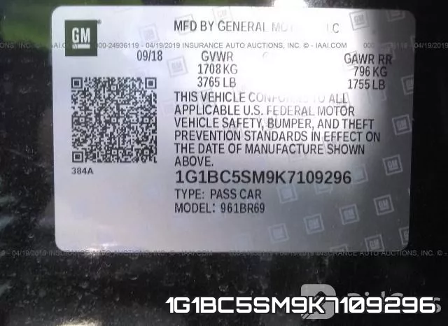 1G1BC5SM9K7109296 фото 10