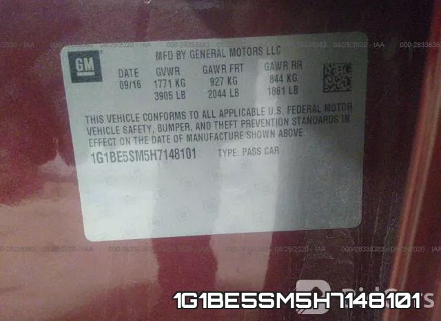 1G1BE5SM5H7148101 фото 10