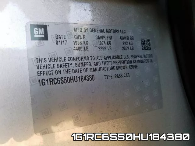 1G1RC6S50HU184380 фото 2