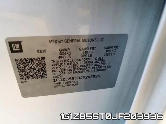 1G1ZB5ST0JF203936 фото 2