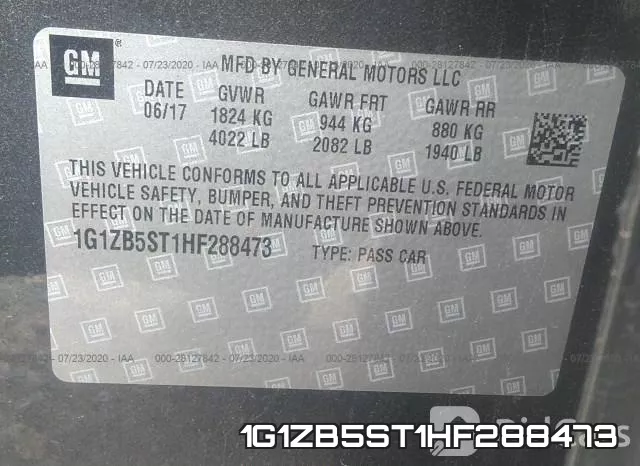 1G1ZB5ST1HF288473 фото 10