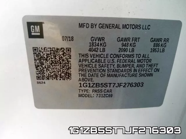 1G1ZB5ST7JF276303 фото 2