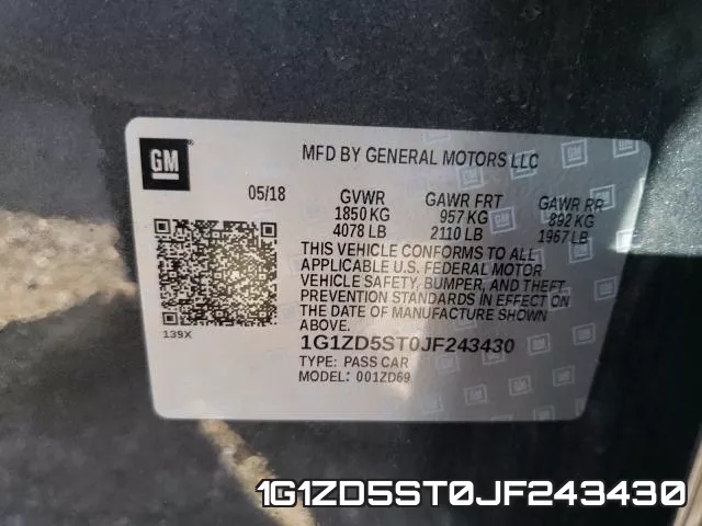 1G1ZD5ST0JF243430 фото 2